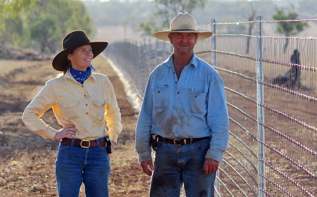 Candice Roberts and her father Will, Victoria Downs, Morven, Queensland, want to build up native animal numbers inside their cluster fence.