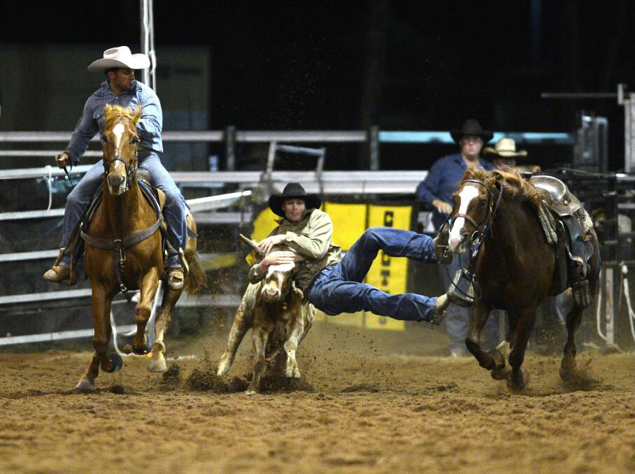 AIRBORNE: Glenn Lefoe will be at the Bundaberg Show Rodeo on Friday night to compete in the steer wrestling. Picture: Dave Ethell