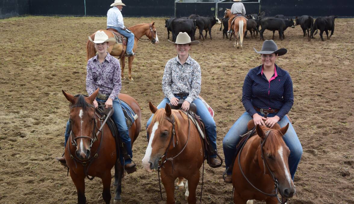 Texas bound: Taylah Watt, Ebor; Michaela Kenniff, Tamworth; and Emma Swan, Armidale, are heading to the home of cutting in March.