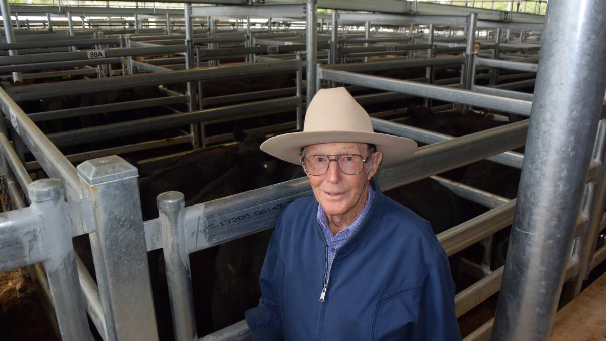 John Clarke, Capeen Creek Old Bonalbo with a pen of milk tooth Angus, nine months, 268kg that made 336c/kg or $904. A pen of his shorthorn, 258kg, made 320c/kg selling to the Oately family, "Woodbook", Brooklana.