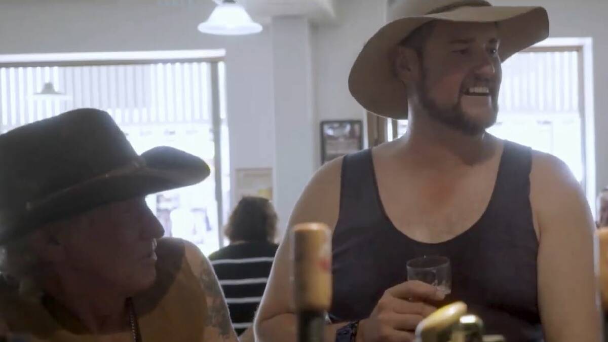 A still from the video featuring Julia Creek identity Justin Vardy urging Paul Hogan to Bring Back Dundee and visit the North West Queensland region.