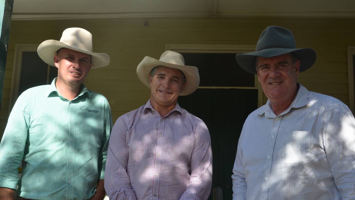 Mayor Greg Campbell, Robbie Katter MP and Agriculture Minister Mark Furner meet in Cloncurry on Wednesday.