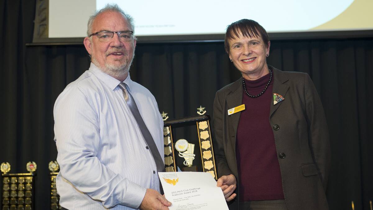 ECR winner in the Arts and Humanities category: Dr Greg Jones and Professor Janet Verbyla. Photo: University of Southern Queensland