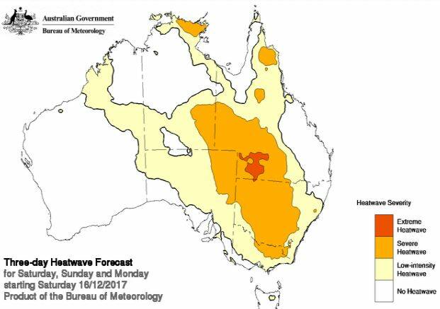 SUMMER ARRIVES: The heatwave, which has formed since Monday, is expected to bring severe to locally extreme conditions across southwest Queensland, large parts of New South Wales and far northeast Victoria. Photo: Queensland Bureau of Meteorology