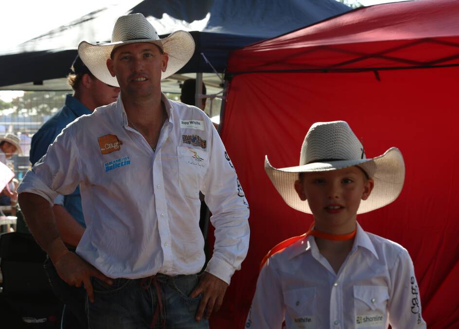 FIRST RIDE: Jesse James said he backed his son Cooper 100 per cent in his first bull ride.