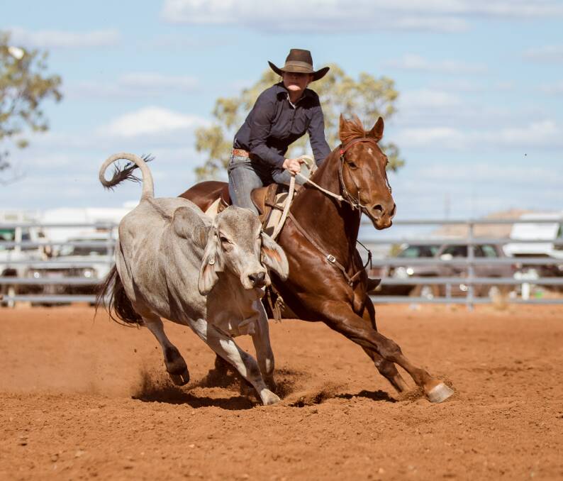 TOP ACTION: Competitor Brooke Fitzgerald shows her skills in the Cloncurry Novice draft. - Photo: Hannah Hacon