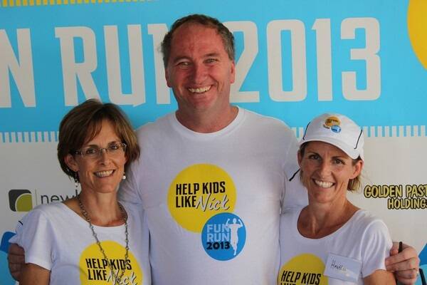 Queensland Senator and family friend to the Blacket's Barnaby Joyce ran 10km to support the event on Saturday. He is pictured with the organisers of the day, Nick's mum, Alison Blacket, and her sister, Heather Smith.