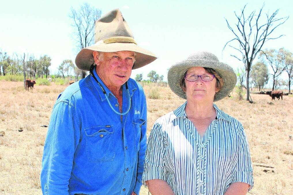Clermont district beef producers Eddie and Tricia Dennis, Old Twin Hills, have deep concerns about the Carmichael coalmine rail corridor to Abbot Point, which will dissect through the floodplains on three of their properties.