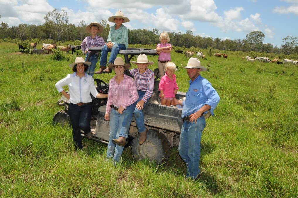 Rob and Ainsley McArthur, Mystery Park, St Lawrence, with their children Hamish, Lachlan, Tess, Andrew, Adelaide and Eliza. – Picture: SARAH COULTON.