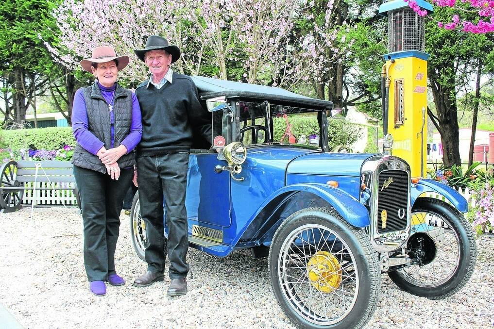 Kevin and Dianna Drew with the restored 1926 Austin 7 that was originally used by Kevin's father for a milk run during WWII.