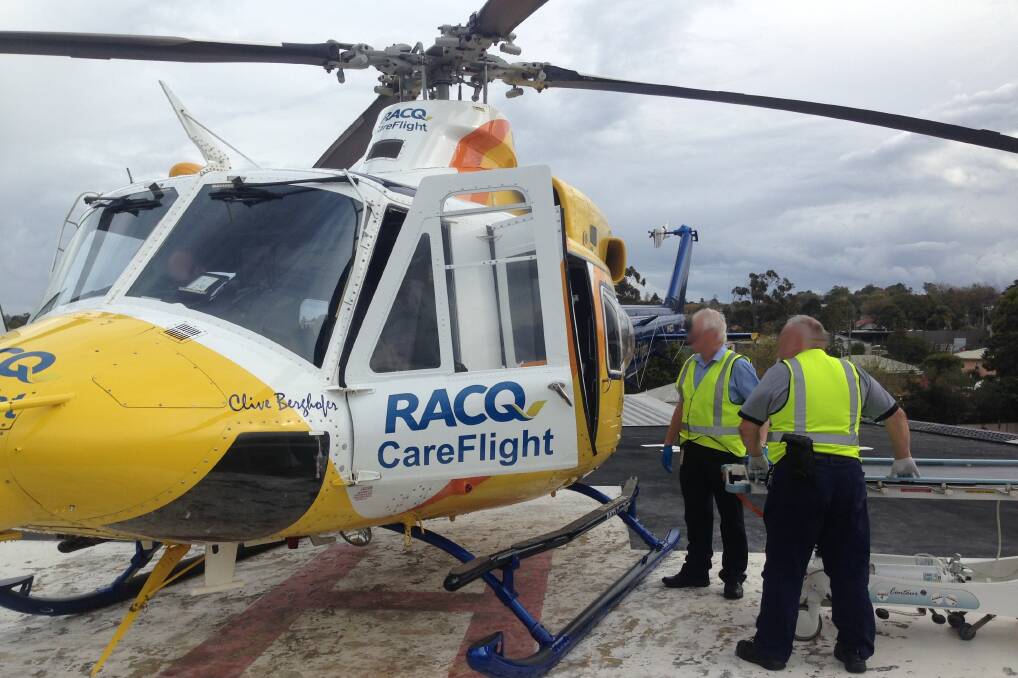 RACQ Careflight Rescue has airlifted five patients with a suspected snake bite in the past seven weeks. - Picture: RACQ CareFlight Rescue.