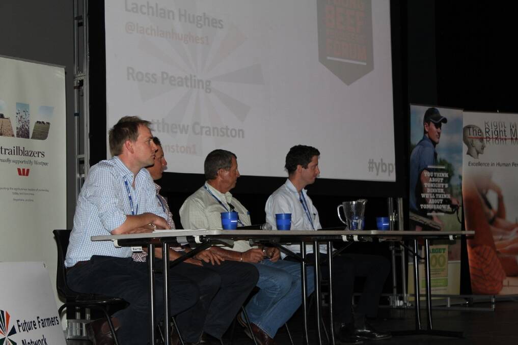  Industry discussion panel at YBPF: David McKeon, Rural Affairs manager, National Farmers Federation, Lachlan Hughes, AgForce, Ross Peatling, pastoralist, and Matt Cranston, Australian Financial Review.
