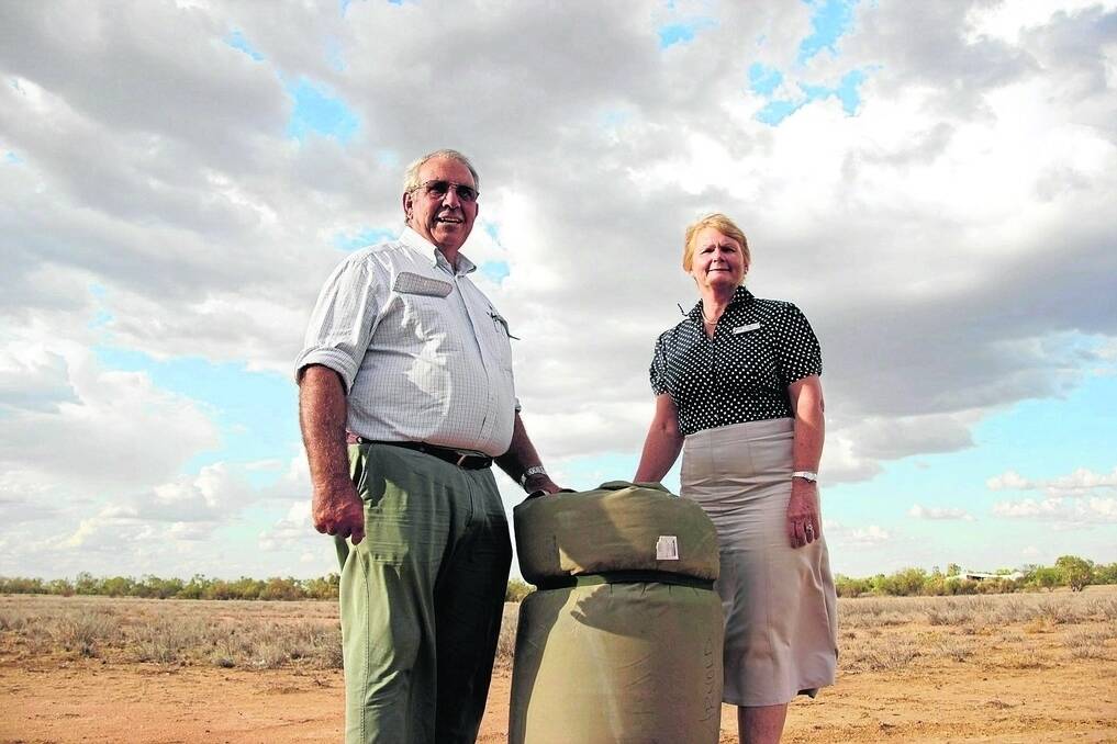 Diamantina Mayor Geoff Morton and Barcoo Mayor Julie Groves are issuing Federal Communications Minister Malcolm Turnbull a formal invitation to visit outback Queensland. û Picture: KRISTINE ARNOLD.