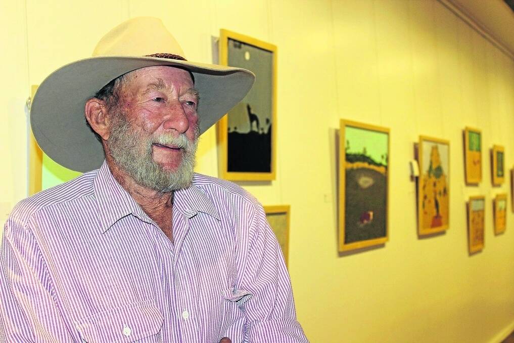 Three years ago central Queensland beef producer John Russell picked up an artist's brush for the first time. Now, at 75, he is holding his first solo exhibition of images from the bush.