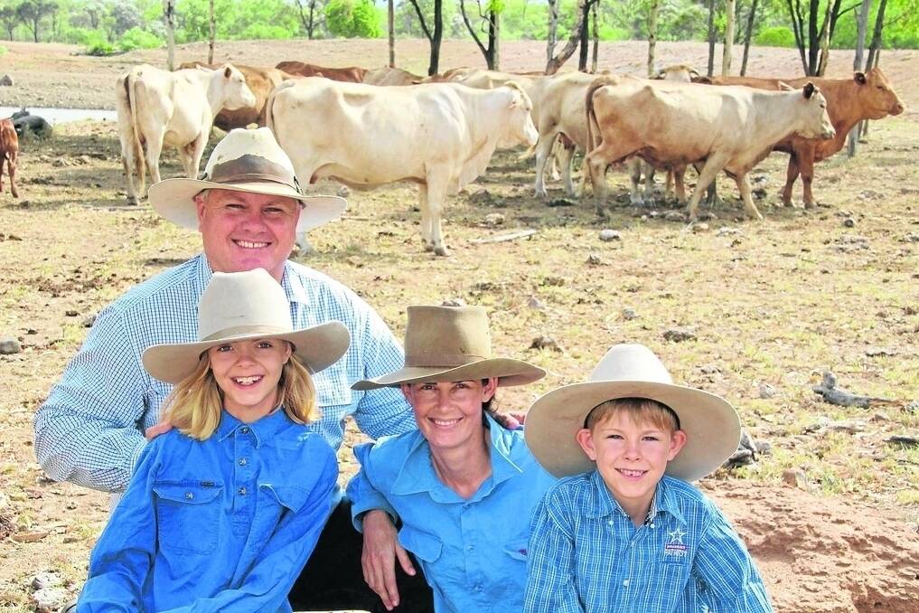 David and Elizabeth Hill, daughter Lydia and son Cameron with some of their breeders running on Clarkwood, Clarke Creek, north of Marlborough.