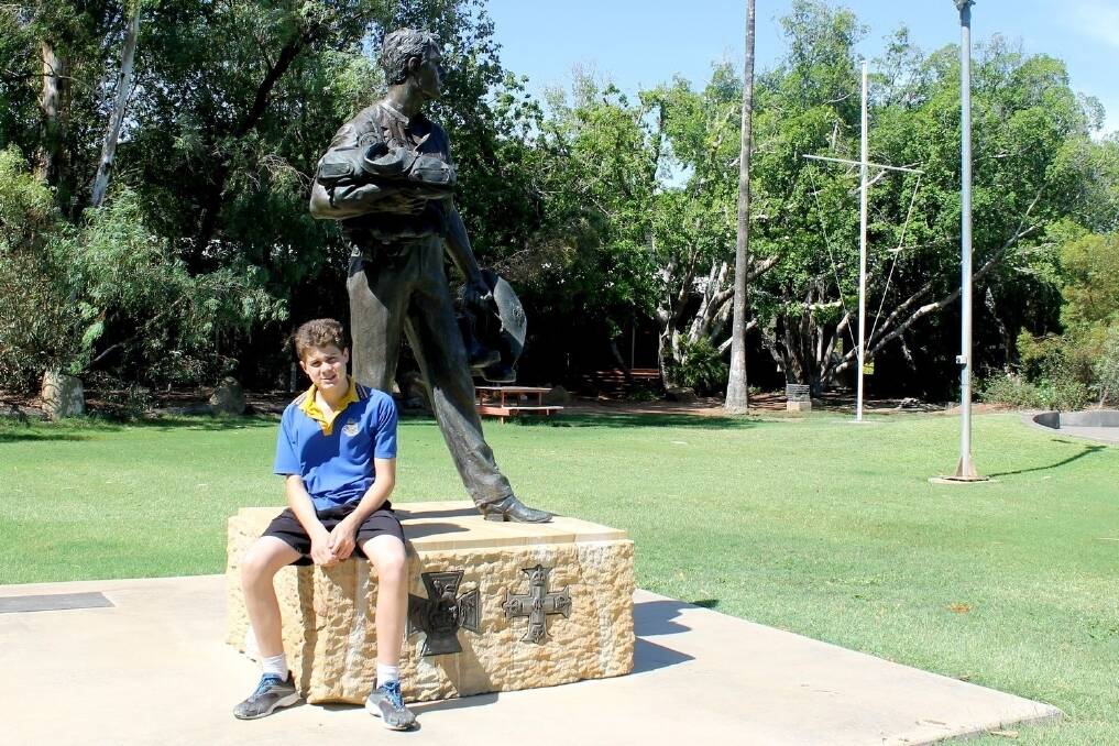 A bronze statue of VC winner Edgar Towner in the Memorial Park helped inspire Blackall State School student Bayley Williams in his award-winning Anzac presentation, which will see him attend the centenary on the Gallipoli Peninsula in 2015.