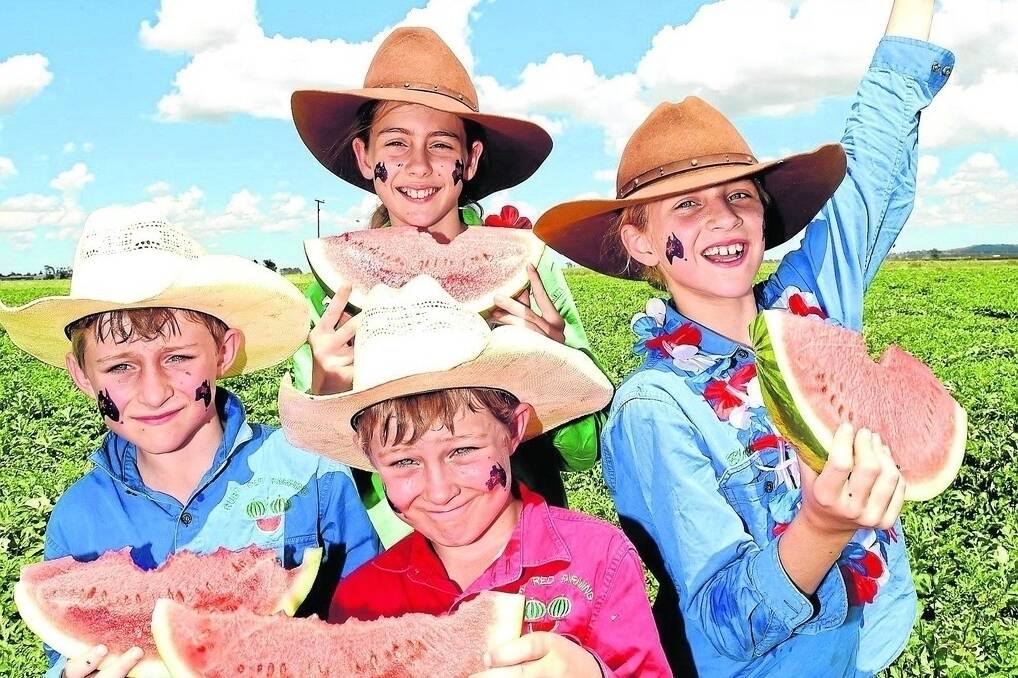 Aussie pride: Siblings Amelia, Jessica, Rory and Dominic Black at Ruby Downs, near Oakey. <i>Picture: RODNEY GREEN.</i>