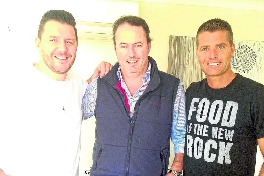 Arcadian Organics CEO Alister Ferguson (centre) with My Kitchen Rules judges Manu Feildel and Pete Evans.