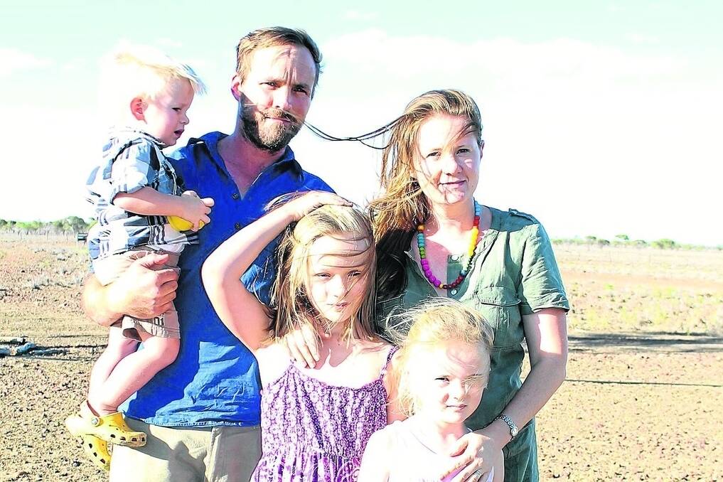 Nic and Carley Walker and their family, Tasman, Saxony and Elsa, have joined the steady stream of graziers in western Queensland destocking their properties and contemplating a move elsewhere in search of an income, as rain fails to materialise for the third successive summer in the Longreach region.