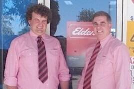 Elders new Walgett based district wool manager Brett Smith with Elders northern zone wool manager Bruce McLeish.