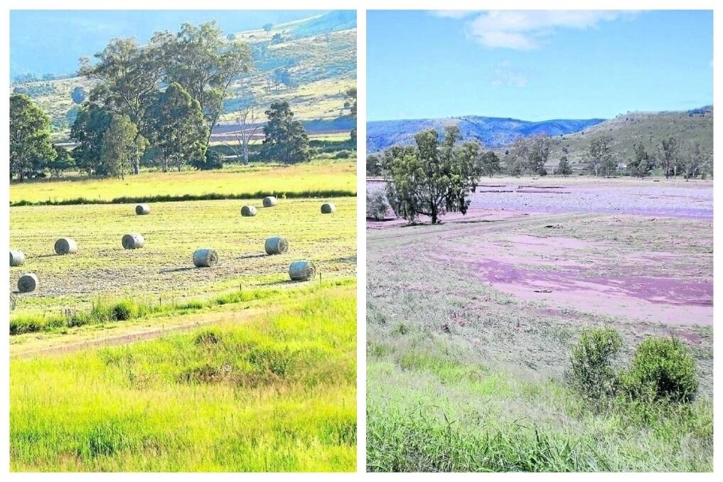 Then and now: Prior to the floods in 2013, the Bertrams' had high-value irrigation flats, today they are clogged with sediment and rocks.