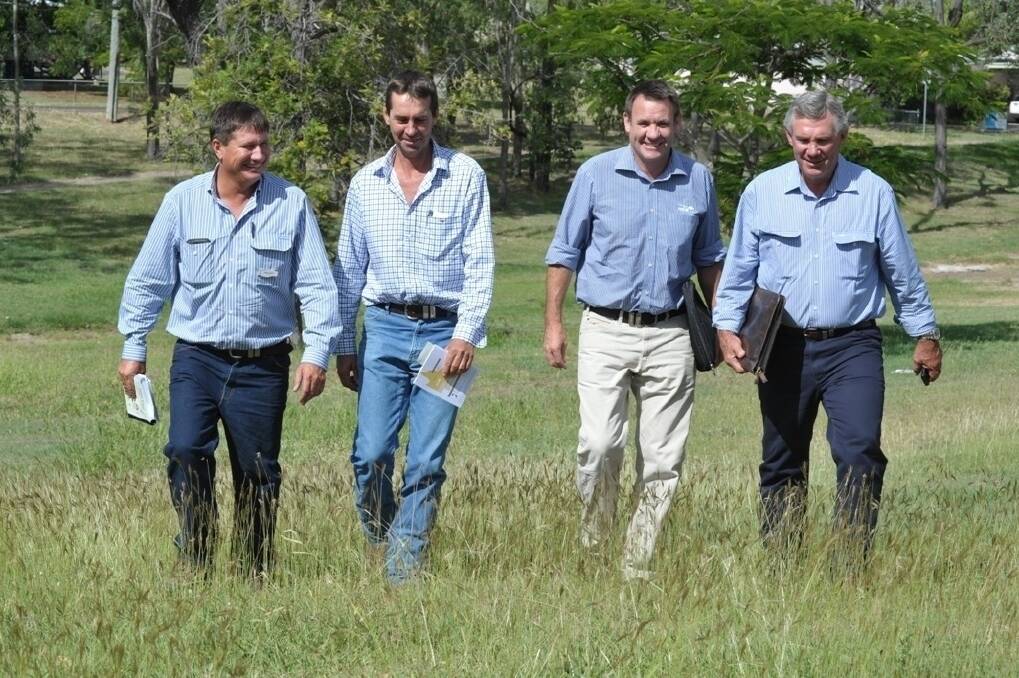 Agforce's Mark Collins, Cattle Council president Howard Smith, MLA managing director Richard Norton and Agforce cattle president Bim Struss at a meeting in Moura last month.