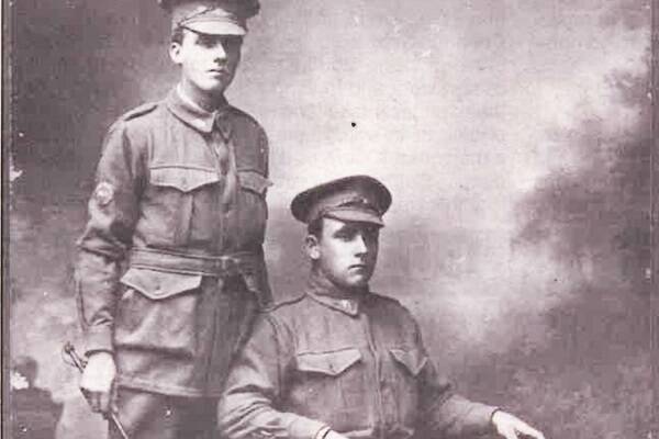 Lieutenant Norman Bunn (standing), Childers, with his brother Clifford after enlisting in the AIF in January 1916. 