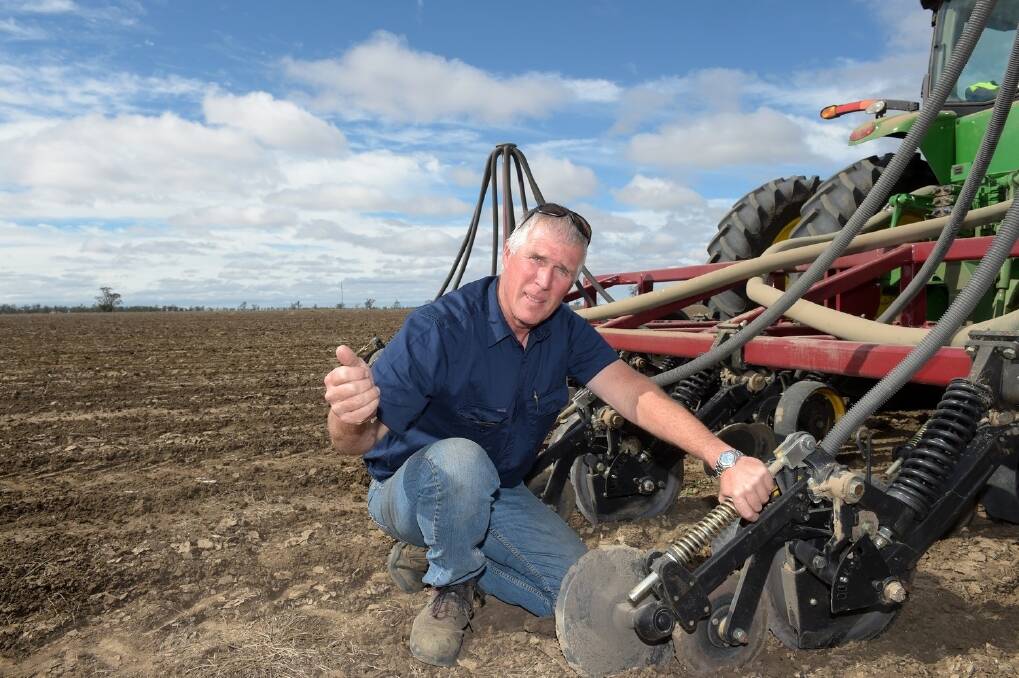 Glenn Pumpa, Oakdale, Dalby, prepares to plant Shepherd barley. - <i>Picture: RODNEY GREEN.</i>