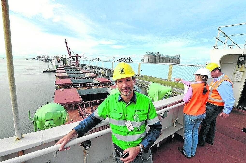 Darling Downs grower Brian Strand joins the tour of the ship that is scheduled to depart for China with a potentially record-breaking sorghum load. - <i>Picture: RODNEY GREEN.</i>