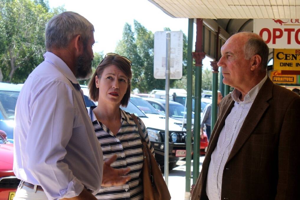 McKinlay Mayor Belinda Murphy (with Qld ICPA president Andy Pegler) appraised Deputy Prime Minister Warren Truss of her shire's desire to host an abattoir when he visited in May.