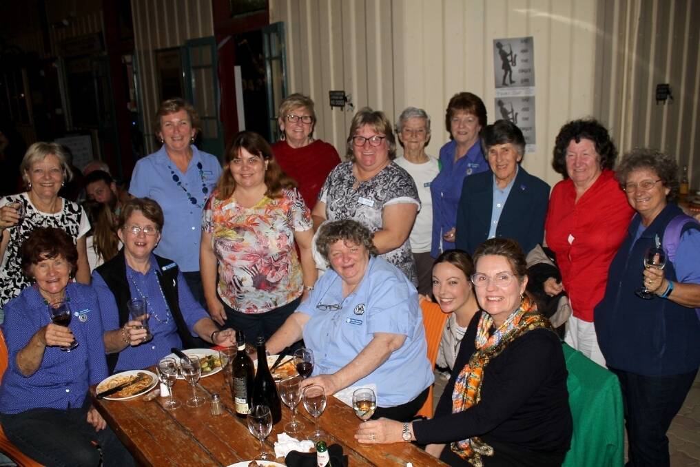 Some of the Queensland CWA members who have been on a mission to find out the best ways to help drought-affected areas, having a meal in Winton.