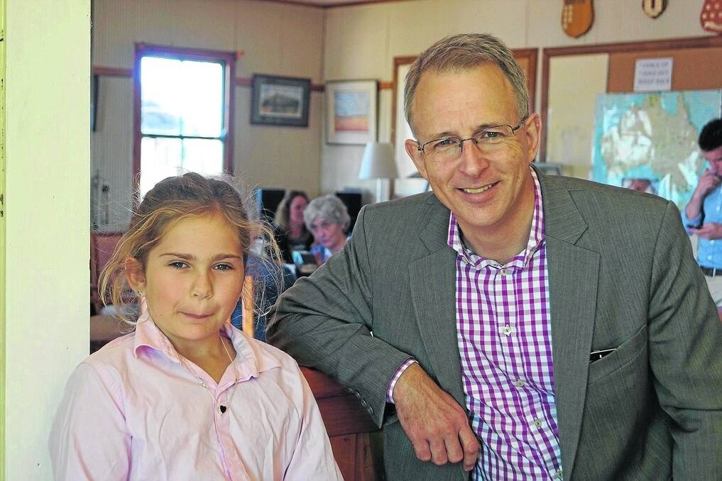 Longreach School of Distance Education student Sydney Carter was able to tell Paul Fletcher, parliamentary secretary to Communications Minister Malcolm Turnbull, about her poor internet data capacity when he visited Yaraka in April. Sydney and her mother Jillian are looking forward to using their new mobile phone capacity to help get schoolwork done.