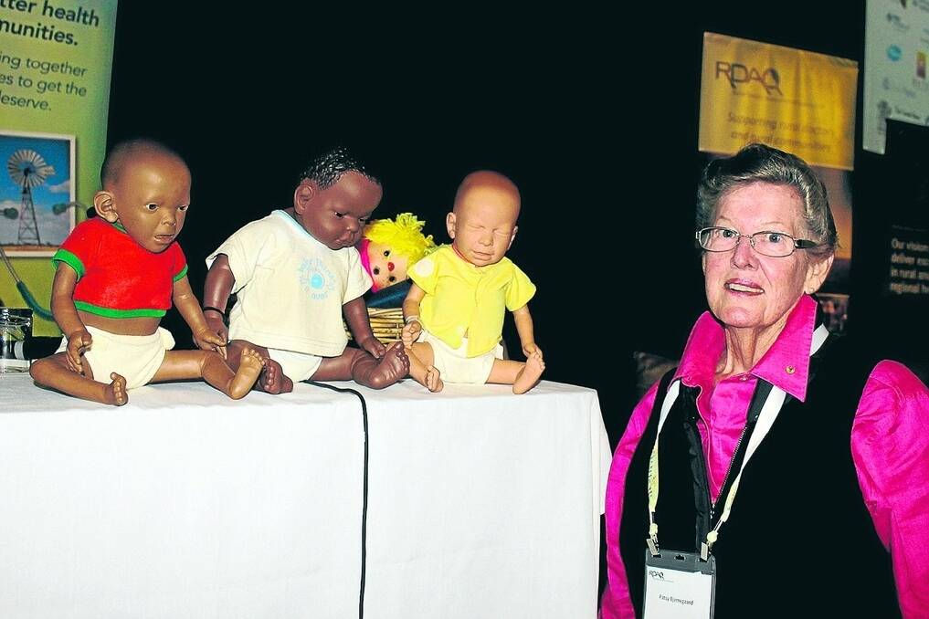 Occupational therapist Patsy Bjerregaard with some of the educational dolls.