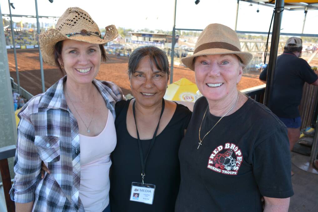  Esther Campbell, Valerie Craigie and Beverley Forno at the XXXX Gold pavilion during the Mt Isa Rodeo.