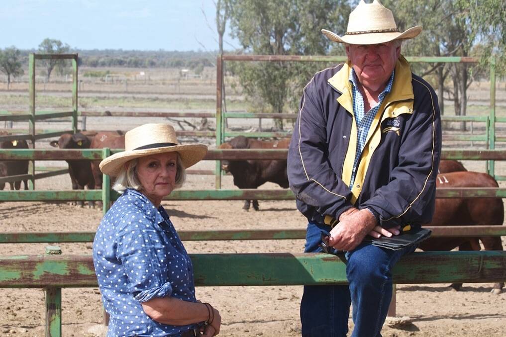 Bulk buying support came from the Mt Enniskillen Pastoral Company who ended with six bulls. Representing the company were regular supporters, Jan Clark and John Robbins. Photo: Kent Ward
