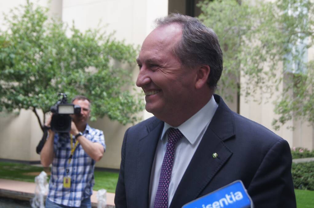 Barnaby Joyce facing the national media in Canberra.