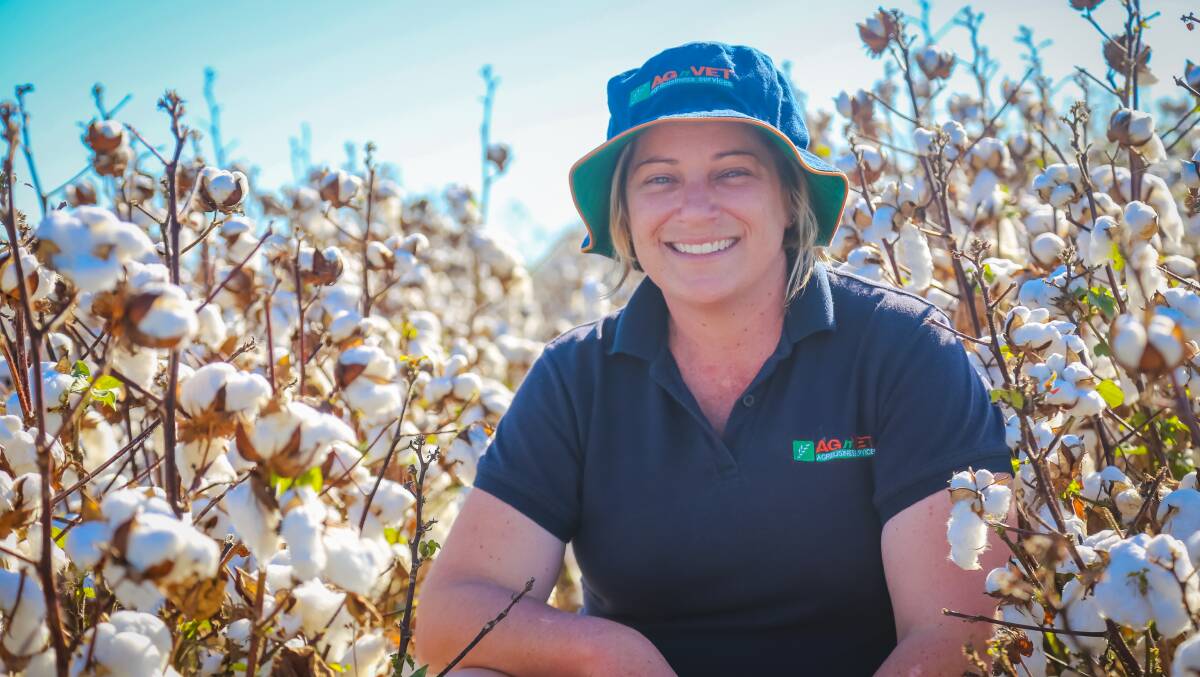 AGRONOMIST: Kelly O'Neill, AgNVet Emerald, in some of this year's local cotton crop.
