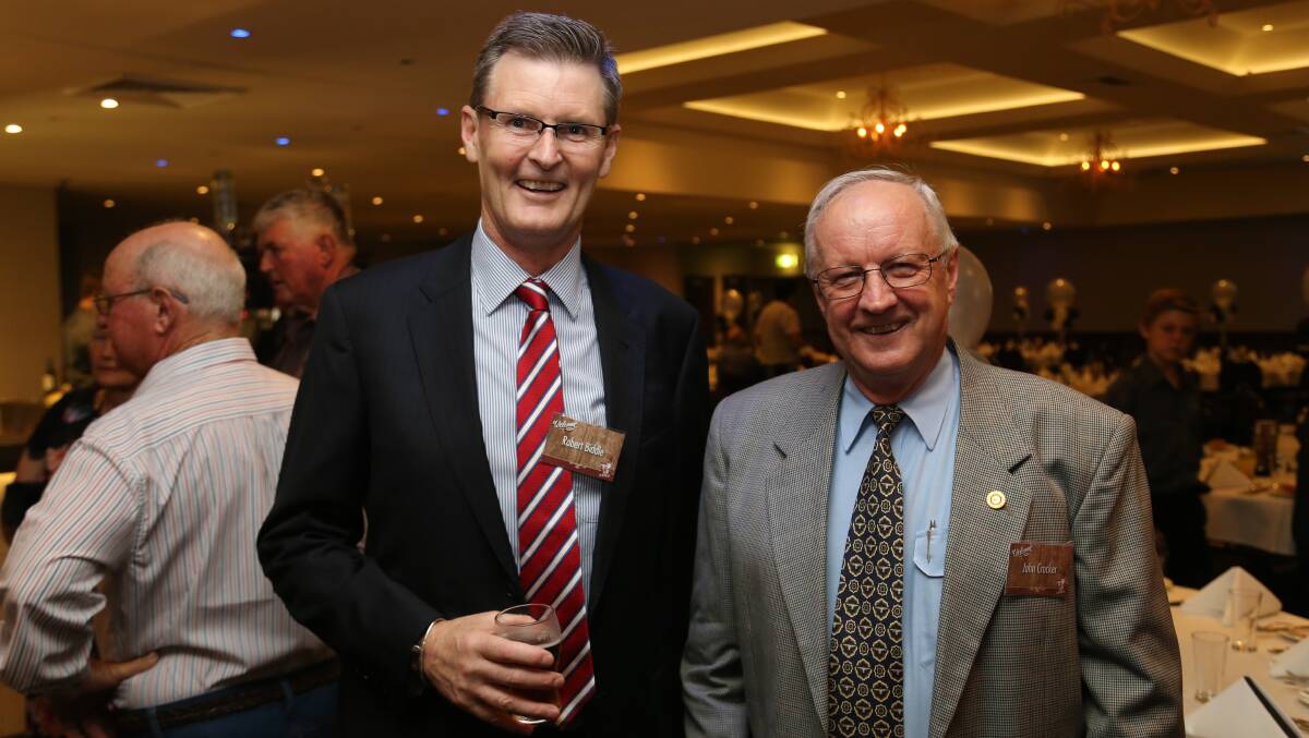 Robert Biddle (left) with previous CEO John Croaker last year. Photo - Kelly Butterworth. 