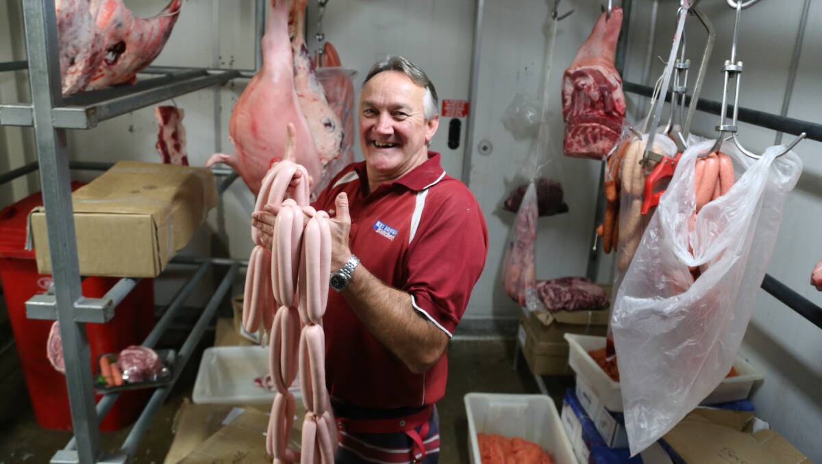 Kev Brown with some of his now-famous pork sausages. 
