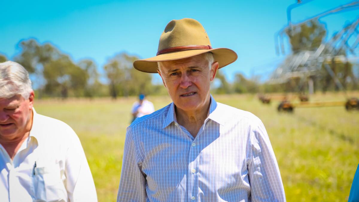 Prime Minister Malcolm Turnbull in Rockhampton in April 2017 discussing the Rookwood Weir project. Photo - Kelly Butterworth. 