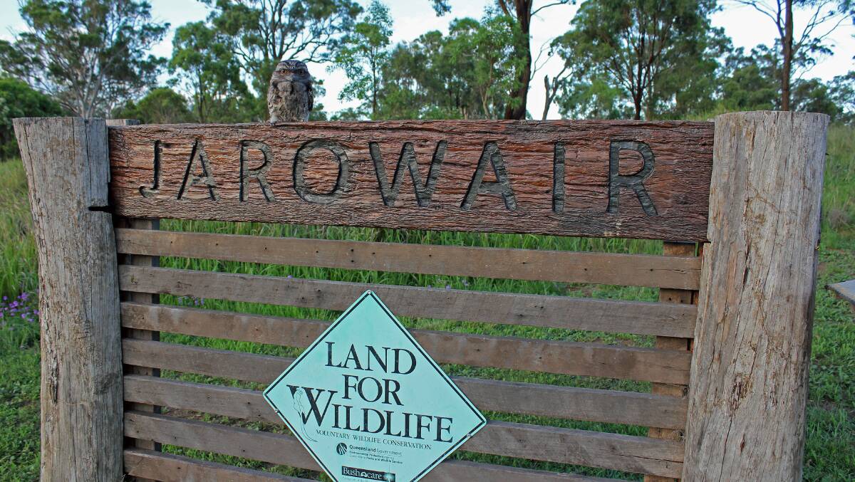 The Jarowair 'land for wildlife' sign. 