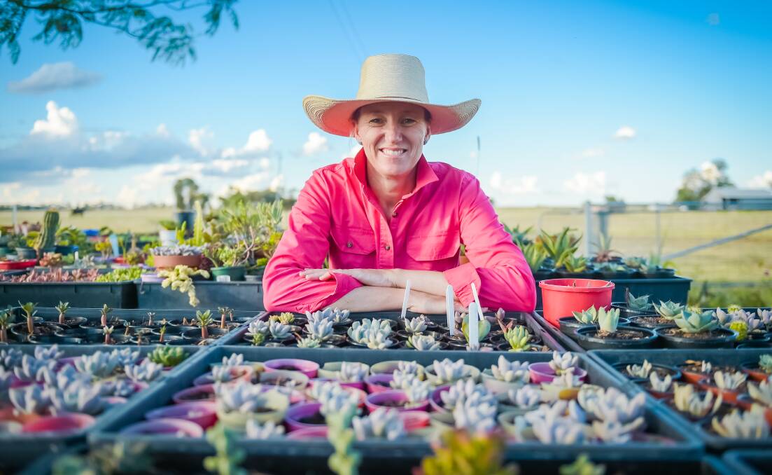 GREEN THUMB: Bronwyn Brunton, Frogs Hollow, Theodore, with some of her 'babies'. Photos - Kelly Butterworth.  