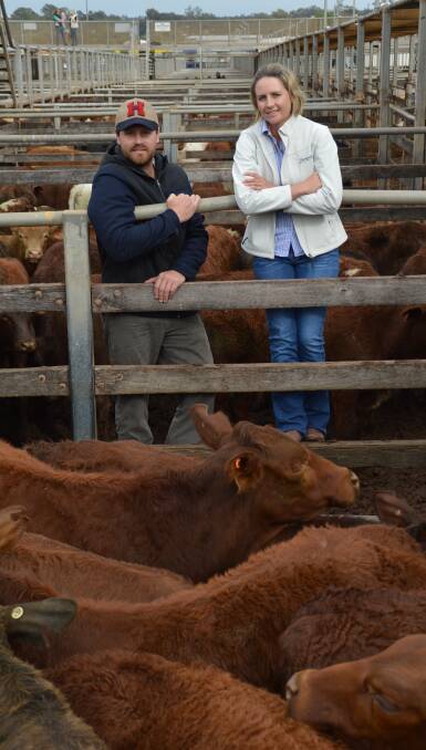 New move: Charles and Alison Booth, Burunga, Wandoan, went down a new track and sold 173 mixed sex weaners at today's Roma store sale.