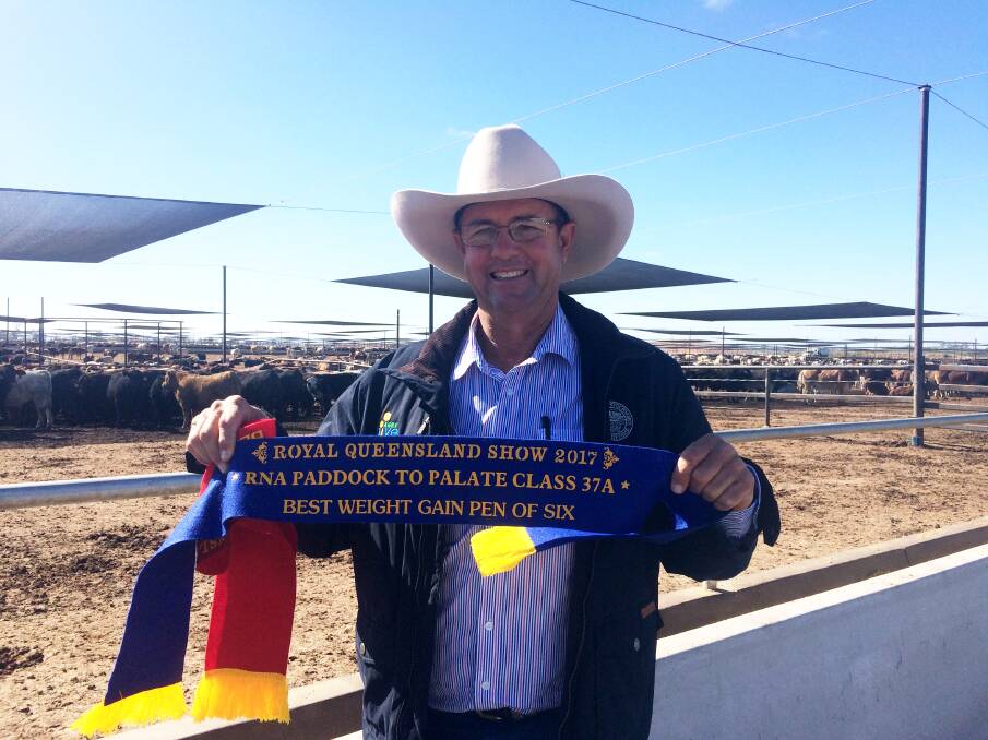Rob Atkinson, Katandra, Hughenden was delighted when his Droughtmaster/Angus steers claimed the highest individual average daily weight gain of 3.94kg in the 70-day class.