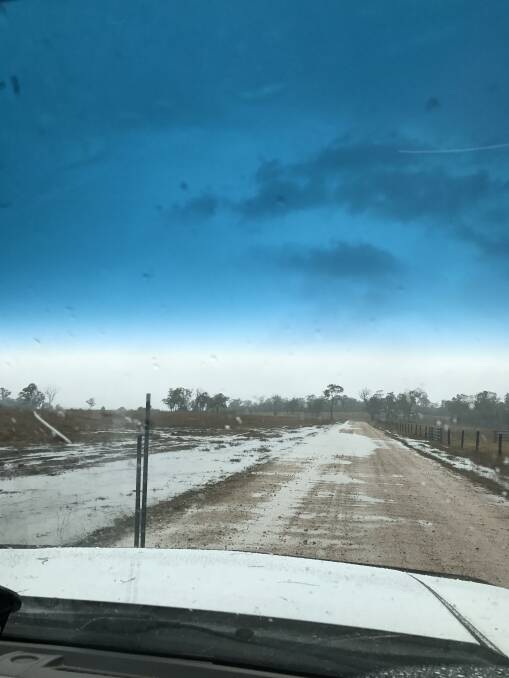 Driving through the property of Bundy Droughtmasters after 180mm of rain on Monday. 