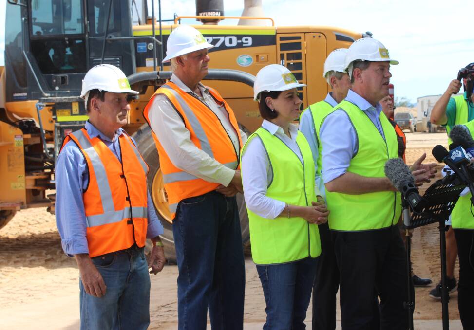 Addressing the media: LNP Leader NIcholls and LNP{ Deputy Leader Deb Frecklington on the campaign trial at Rock Trade Industries, Helidon. Picture: Helen Walker  