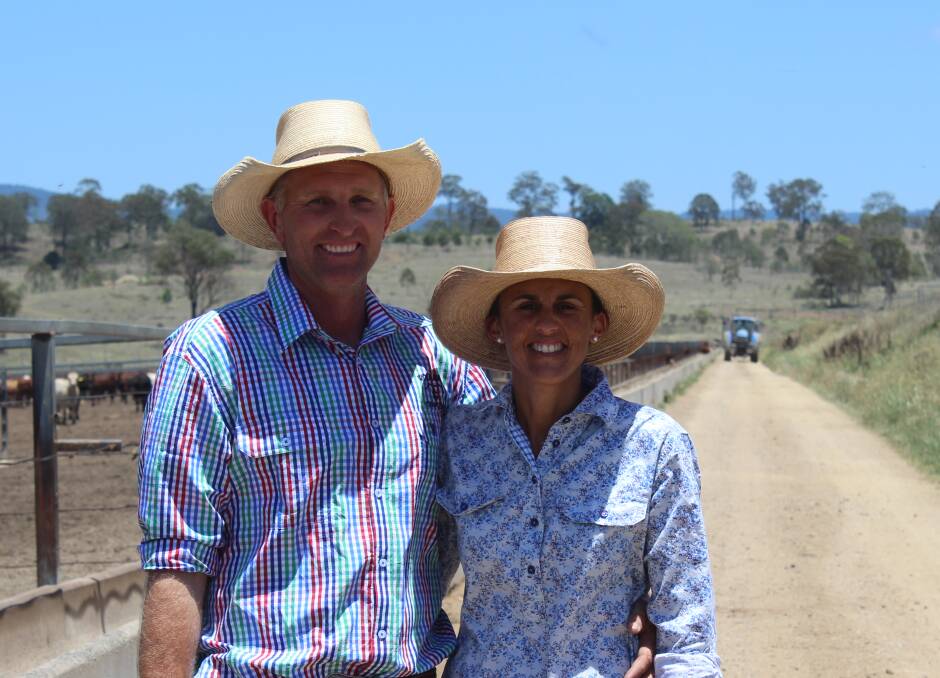 New Venture: Andrew and Lauren Winks are enjoying the challenge of managing the family-owned Nooroomba Feedlot at Maidenwell. Picture Helen Walker