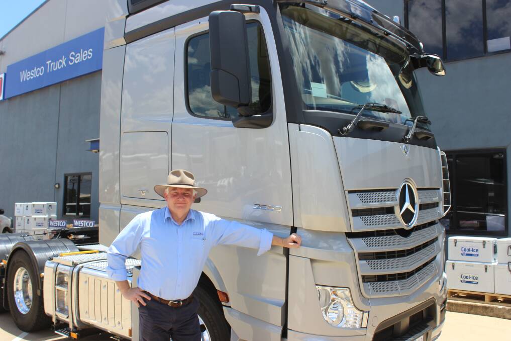 Andrew Vaughan, Truck Sales manager Westco Trucks, Toowoomba with the Mercedes Benz prime mover 26 63 Actros series, which was released onto the market in late November.