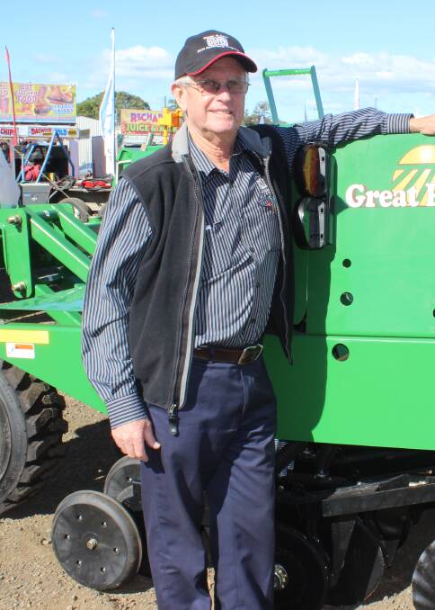 Murray Dover, Dover and Sons, Boonah with the precision seeding no-till drill planter.  Mr Dover was pleased with the field day inquiry. 