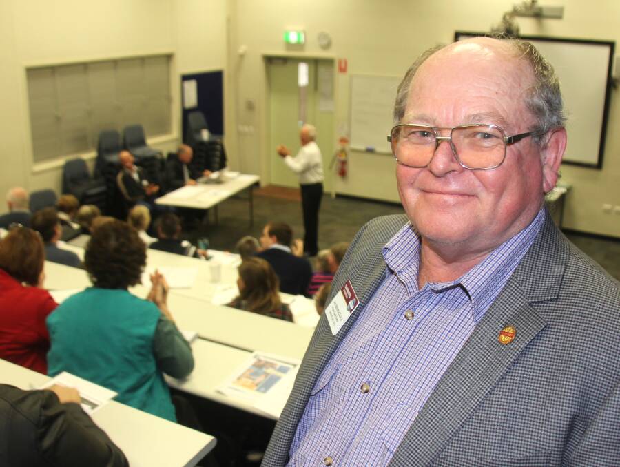 Tara district Coolalee stud sheep breeder and cattle producer, Joe Abbott, attending the Toastmasters meeting in Toowoomba in June.